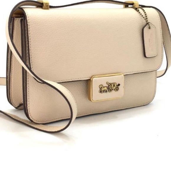 Authentic Coach ALIE Ivory Genuine Grain Leather Shoulder Crossbody Handbag - Picture 2 of 10